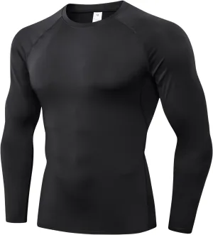 1/3 Pack Mens Compression Shirts Athletic Long Sleeve Sports Running Tops Workout Baselayer Undershirts