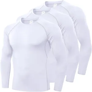 1/3 Pack Mens Compression Shirts Athletic Long Sleeve Sports Running Tops Workout Baselayer Undershirts
