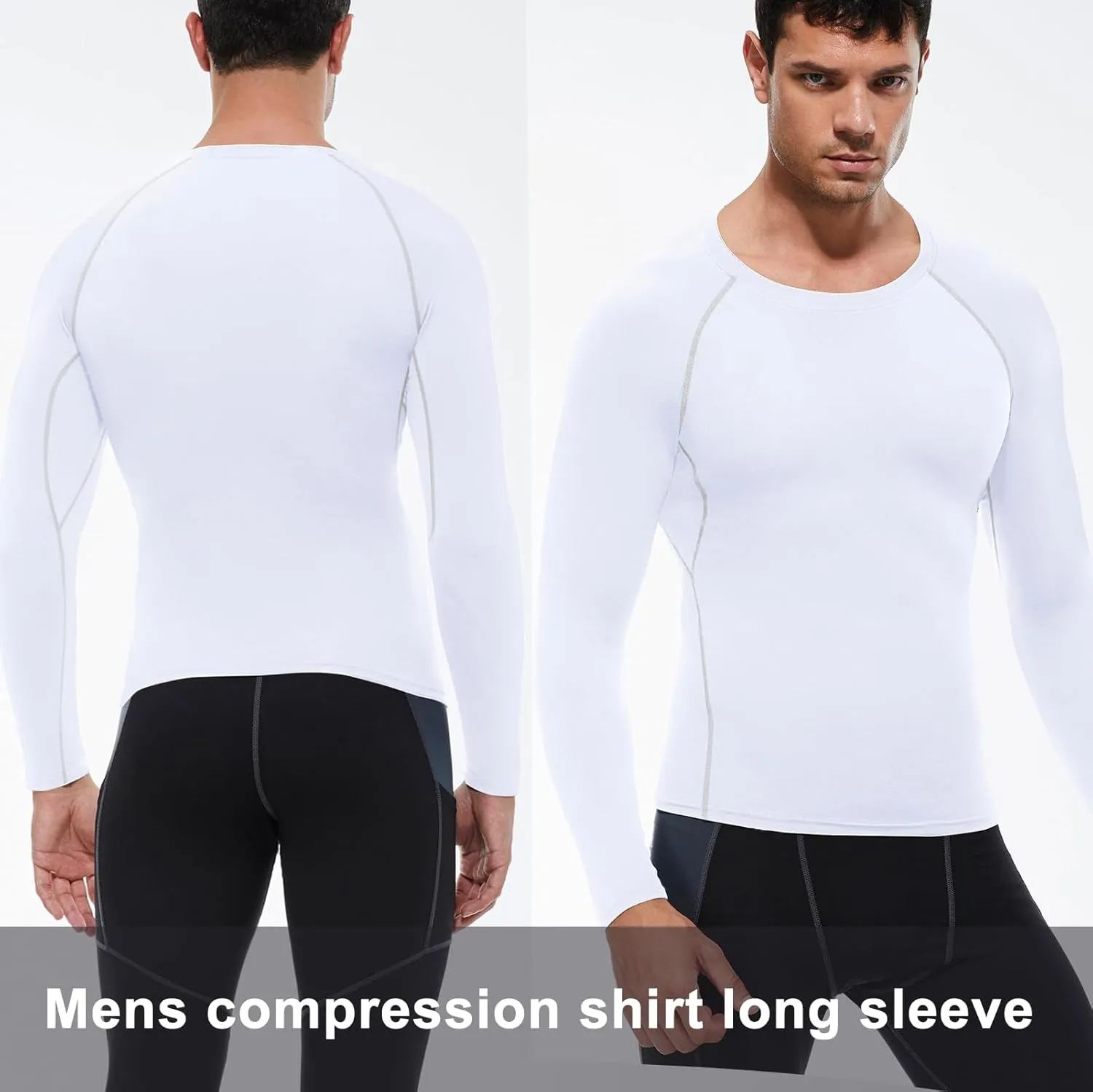 1/3 Pack Mens Compression Shirts Athletic Long Sleeve Sports Running Tops Workout Baselayer Undershirts
