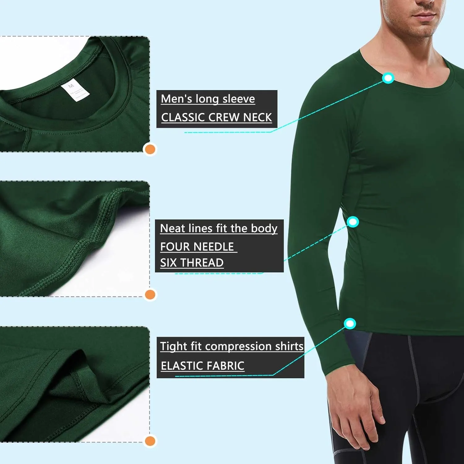 1/3 Pack Mens Compression Shirts Athletic Long Sleeve Sports Running Tops Workout Baselayer Undershirts