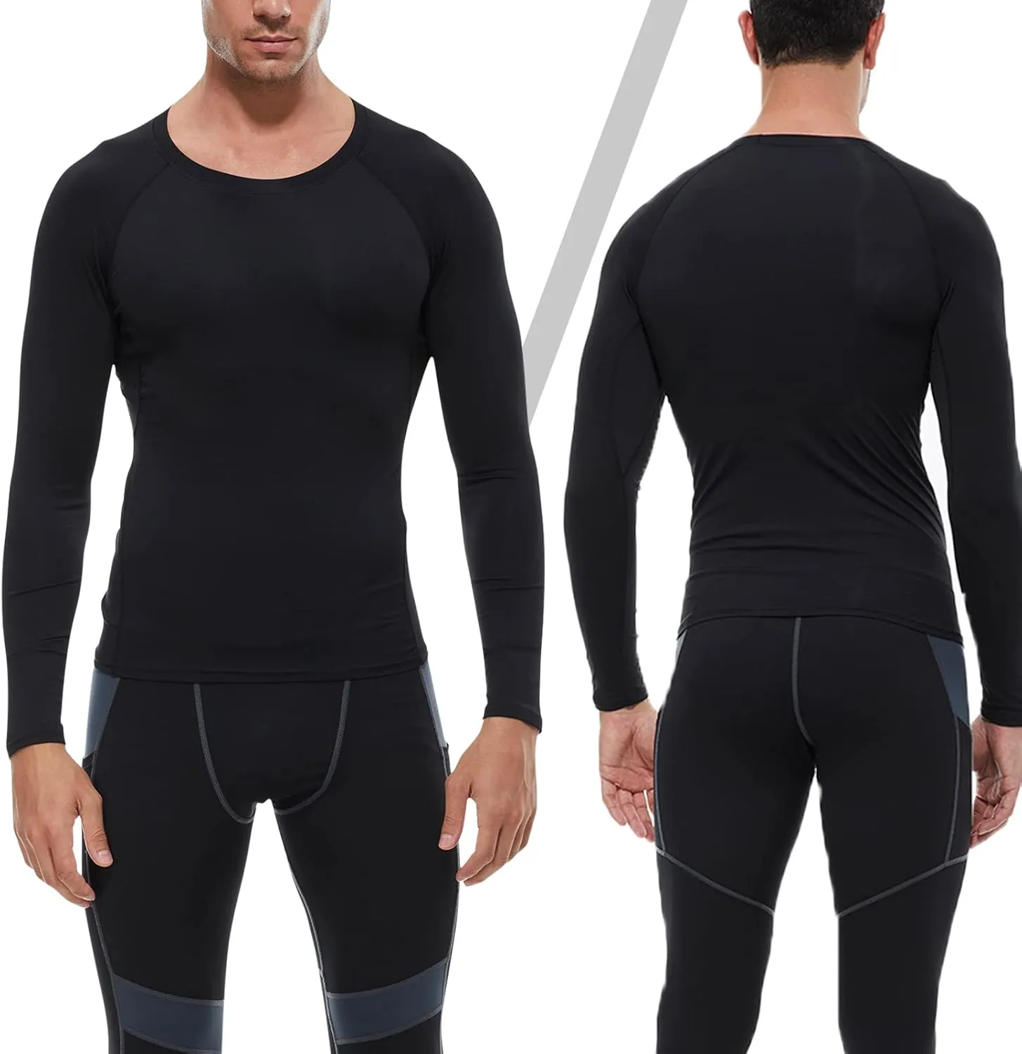 1/3 Pack Mens Compression Shirts Athletic Long Sleeve Sports Running Tops Workout Baselayer Undershirts