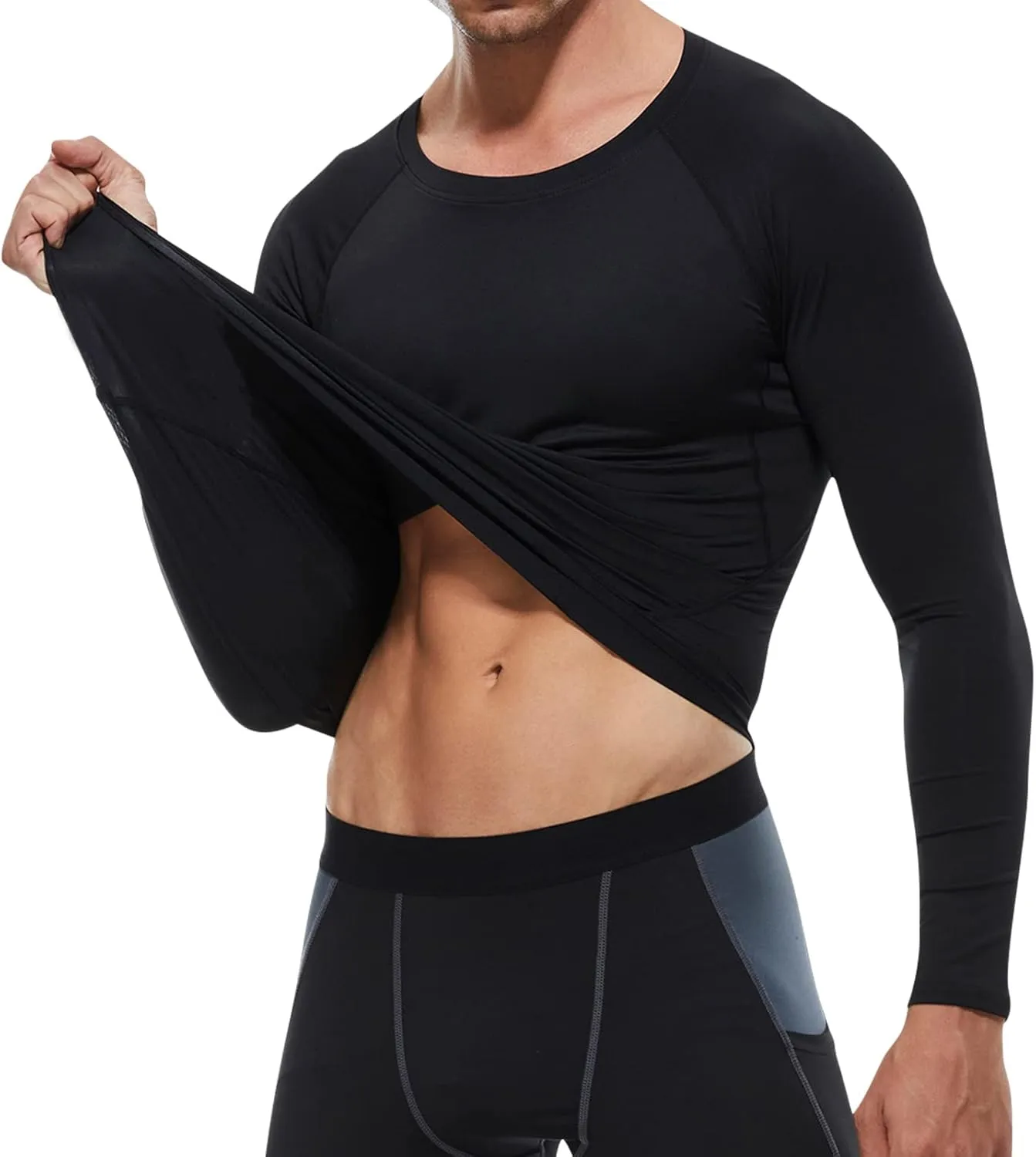 1/3 Pack Mens Compression Shirts Athletic Long Sleeve Sports Running Tops Workout Baselayer Undershirts