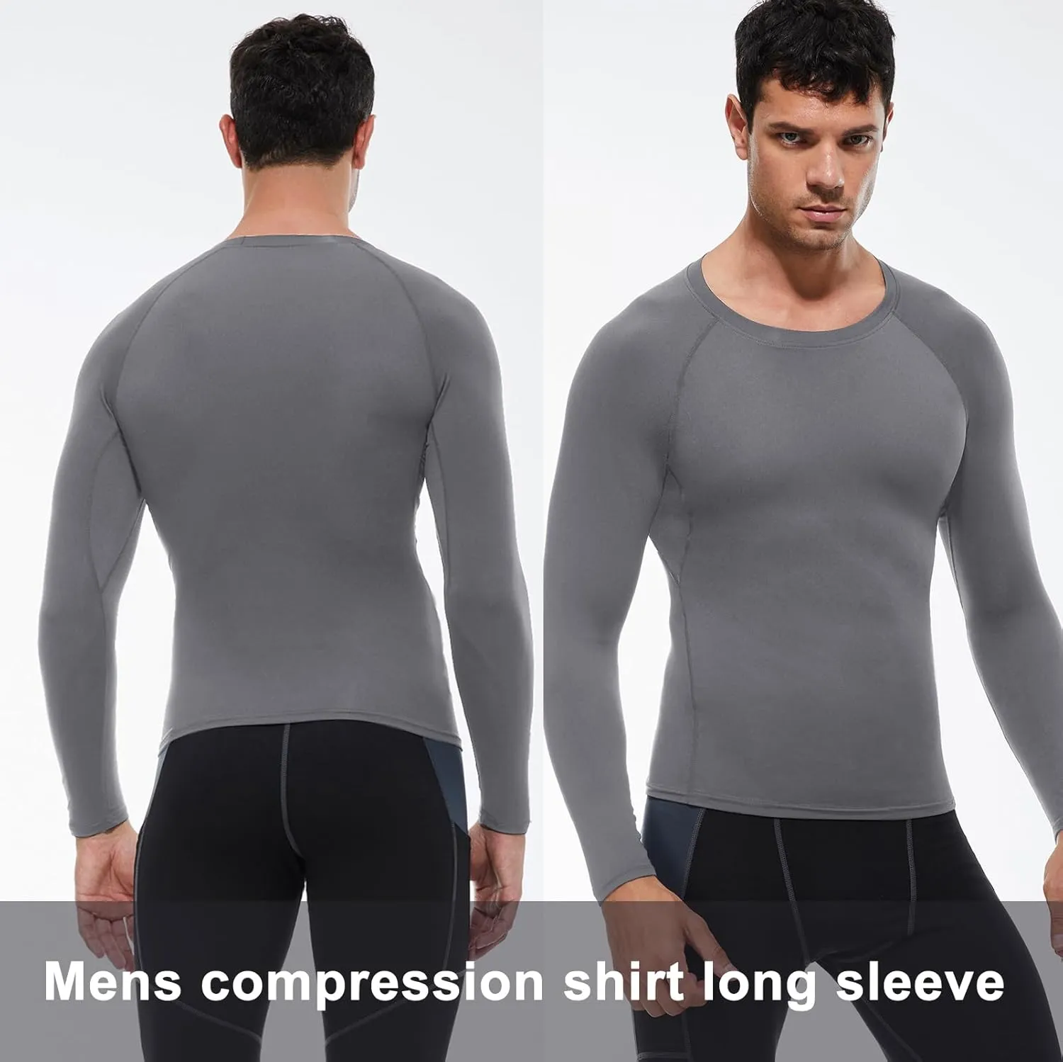 1/3 Pack Mens Compression Shirts Athletic Long Sleeve Sports Running Tops Workout Baselayer Undershirts