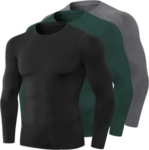 1/3 Pack Men's Compression Shirts Long Sleeve Athletic Workout Base Layer Quick Dry Fit Basketball Football Tops Undershirts