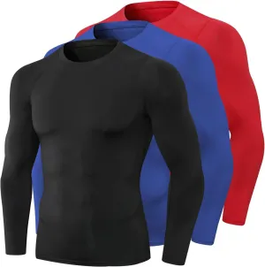 1/3 Pack Men's Compression Shirts Long Sleeve Athletic Workout Base Layer Quick Dry Fit Basketball Football Tops Undershirts