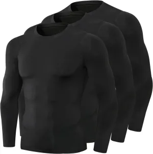 1/3 Pack Men's Compression Shirts Long Sleeve Athletic Workout Base Layer Quick Dry Fit Basketball Football Tops Undershirts