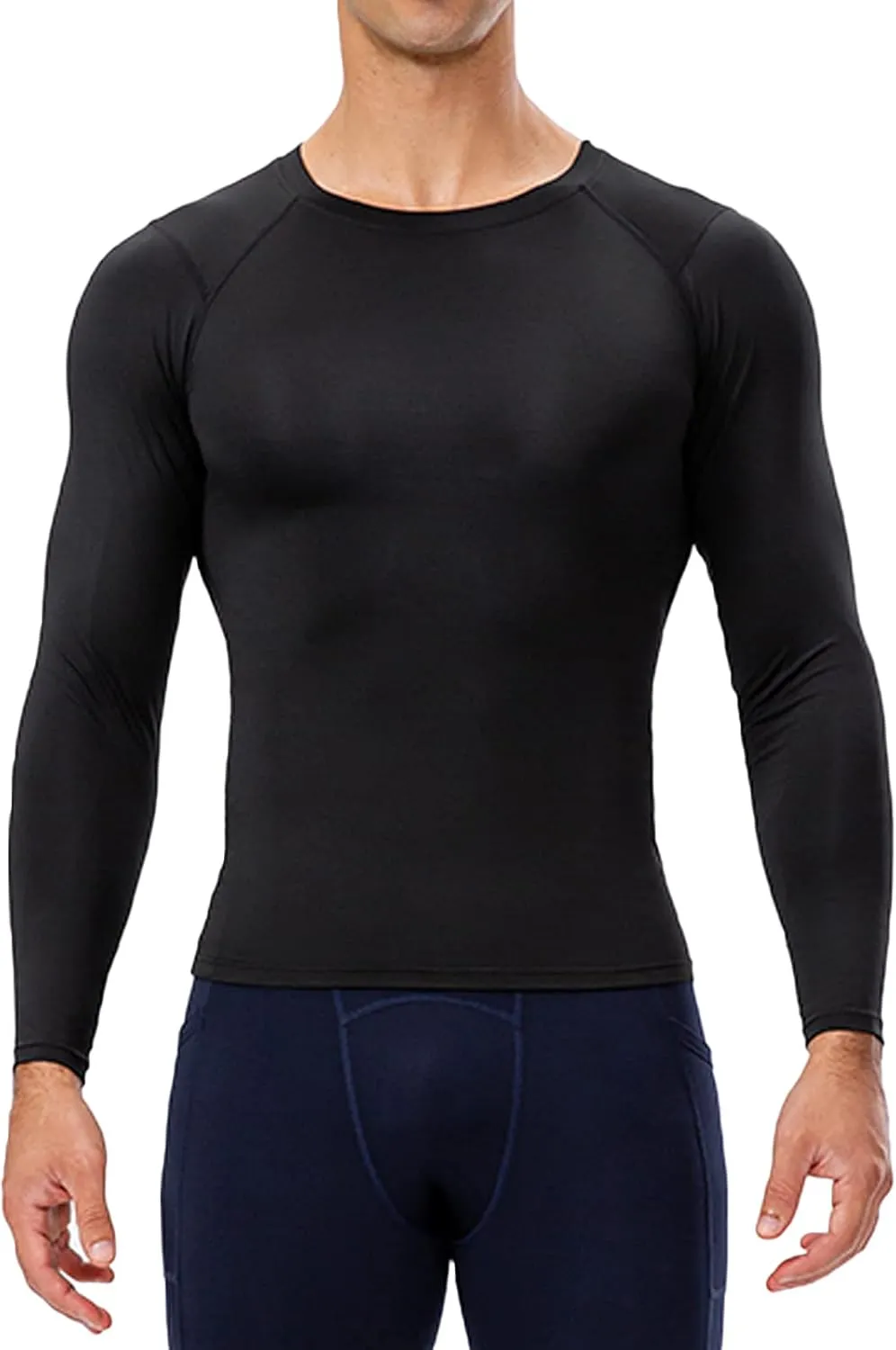 1/3 Pack Men's Compression Shirts Long Sleeve Athletic Workout Base Layer Quick Dry Fit Basketball Football Tops Undershirts