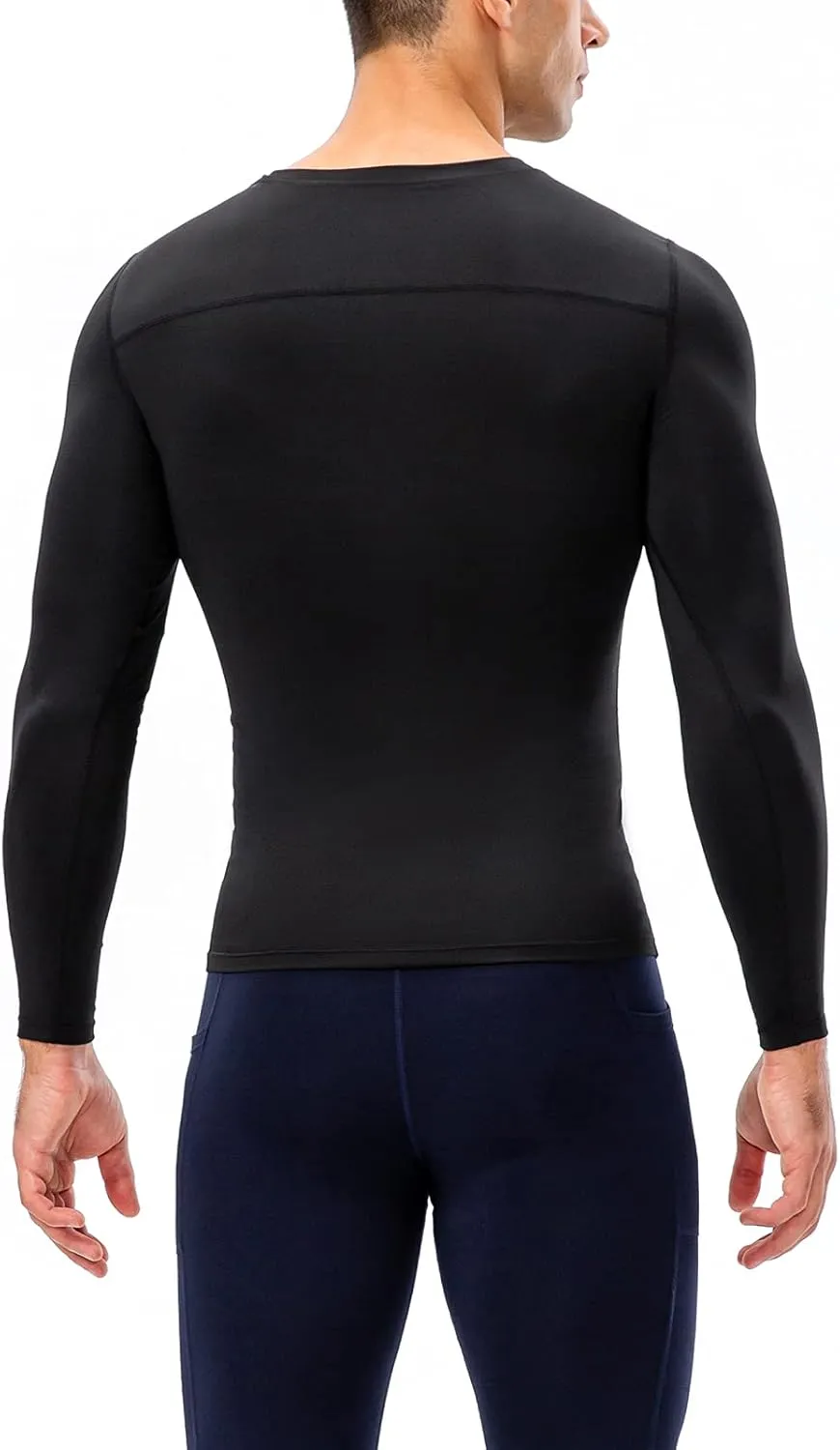 1/3 Pack Men's Compression Shirts Long Sleeve Athletic Workout Base Layer Quick Dry Fit Basketball Football Tops Undershirts
