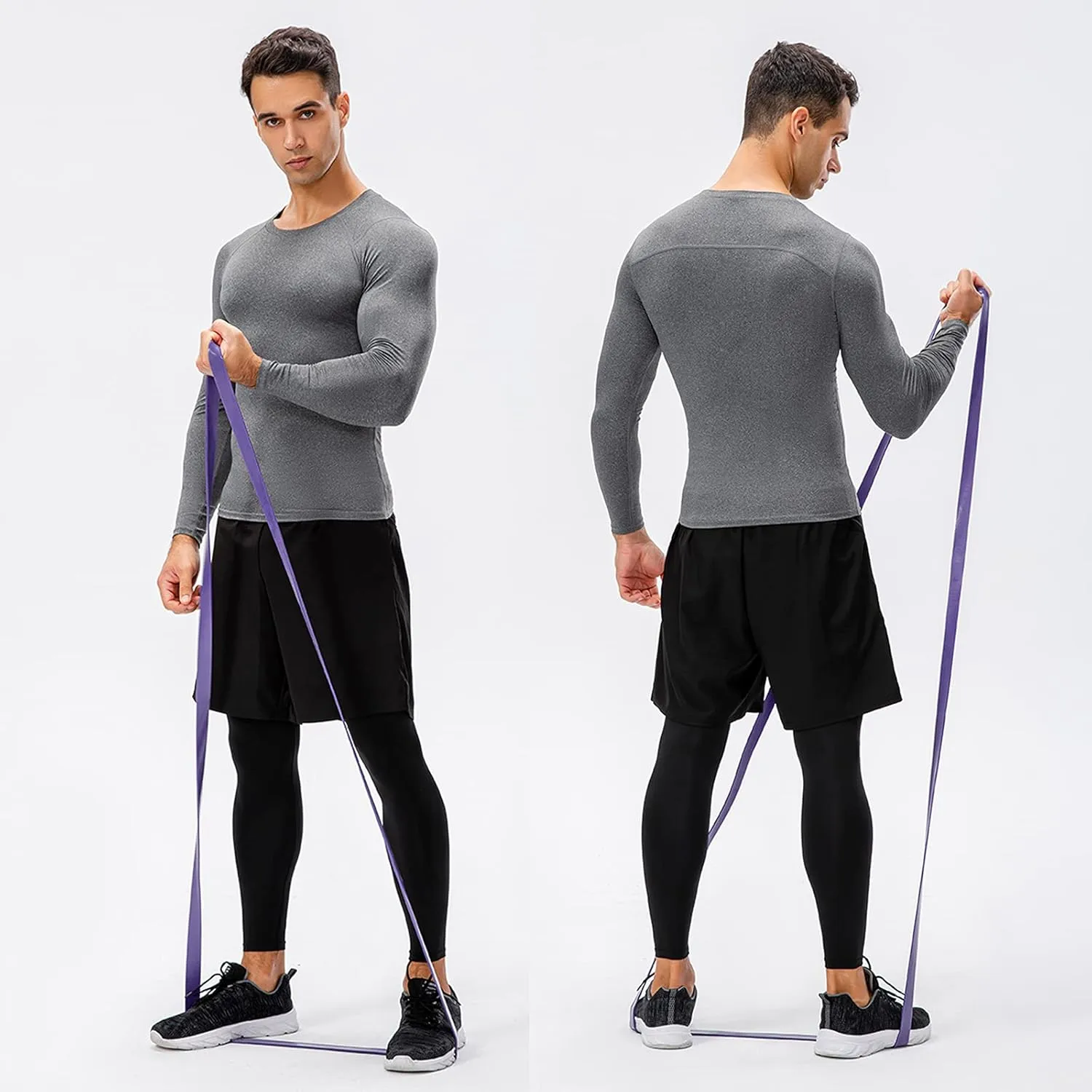 1/3 Pack Men's Compression Shirts Long Sleeve Athletic Workout Base Layer Quick Dry Fit Basketball Football Tops Undershirts