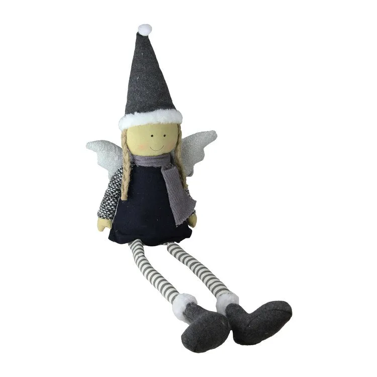 26.5" Blue and White Angel with Dangling Legs Christmas Figurine