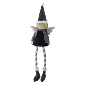 26.5" Blue and White Angel with Dangling Legs Christmas Figurine
