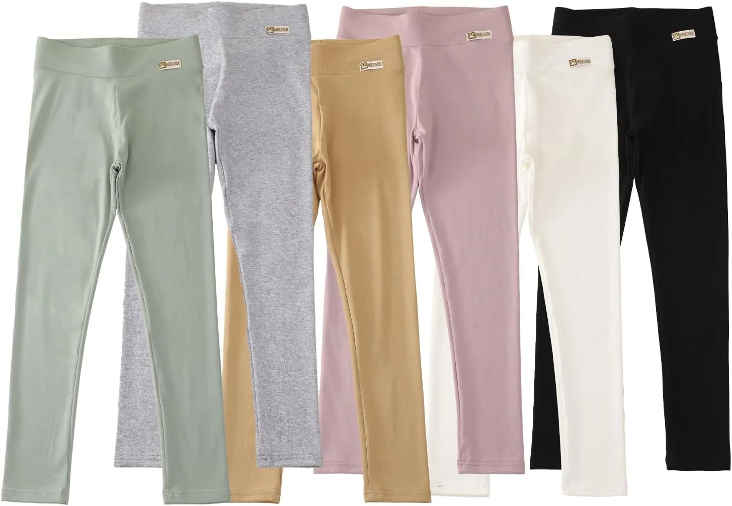 6 Pack Girls Cotton Leggings Yoga Pants for Kids Full Length Stretchy Pants Toddler Girl Solid Basic Leggings