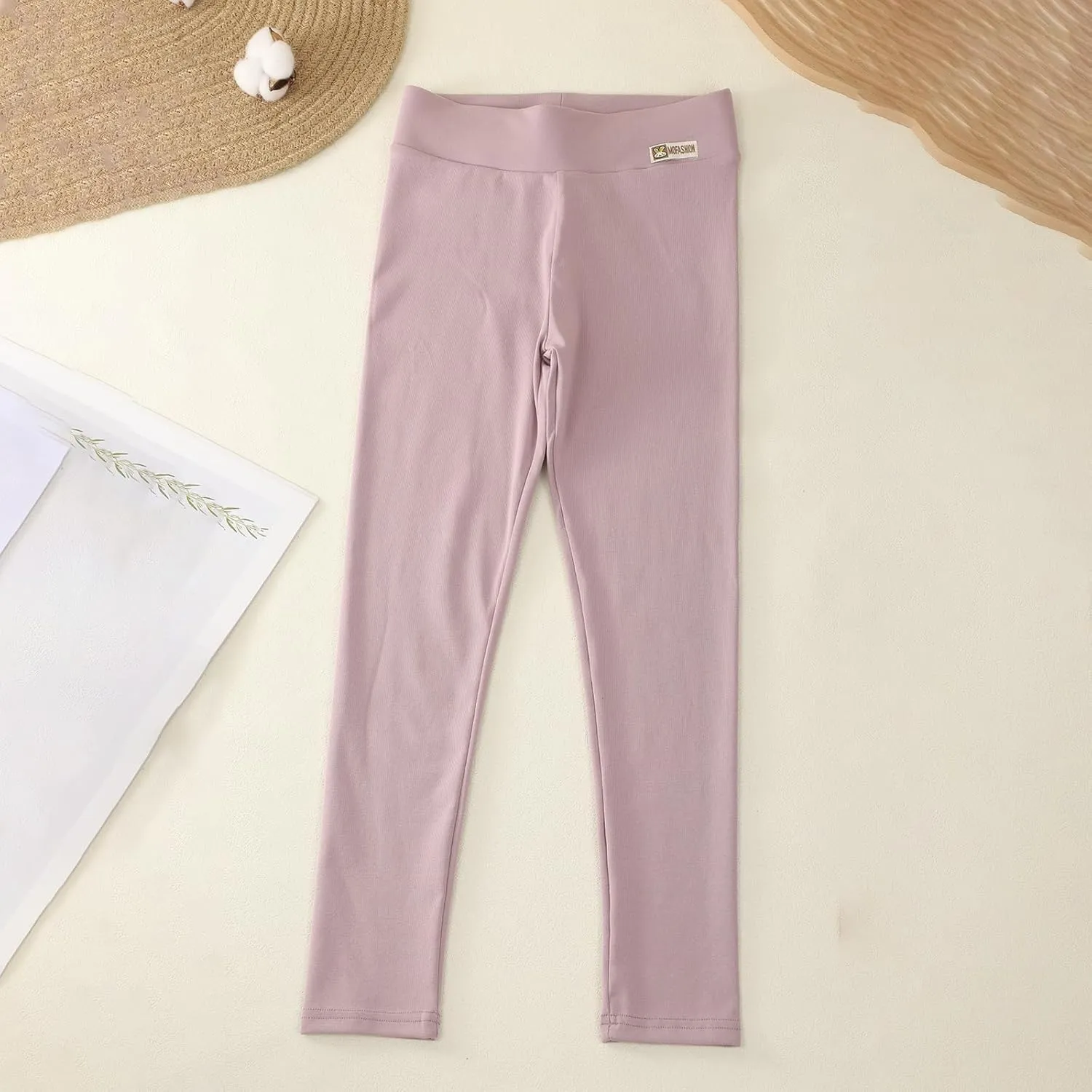 6 Pack Girls Cotton Leggings Yoga Pants for Kids Full Length Stretchy Pants Toddler Girl Solid Basic Leggings