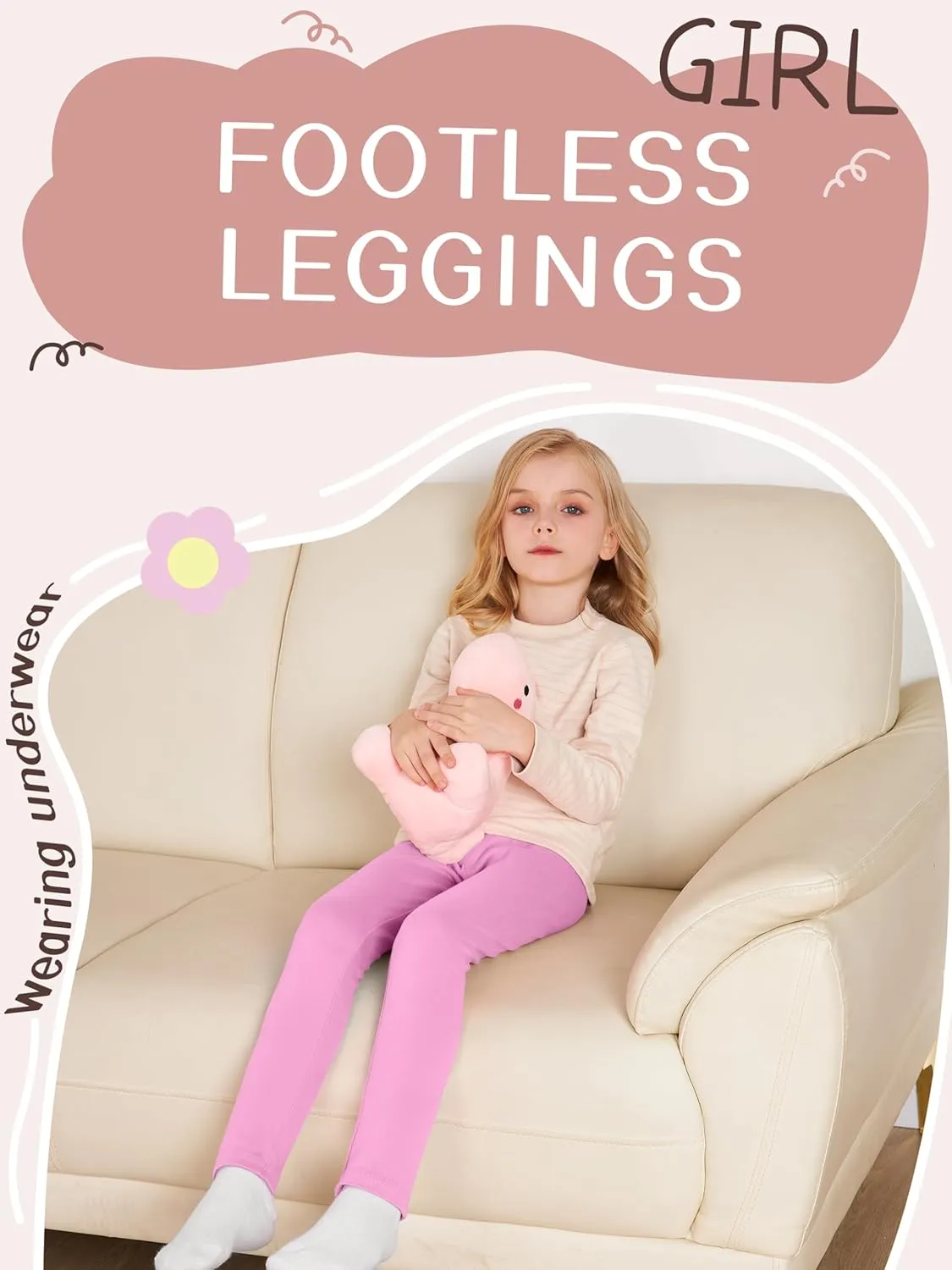 6 Pack Girls Leggings Cotton Leggings for Girls Tights Pants for Kids Full Length Toddler Warm Stretchy Multipack