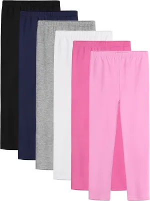 6 Pack Girls Leggings Cotton Leggings for Girls Tights Pants for Kids Full Length Toddler Warm Stretchy Multipack
