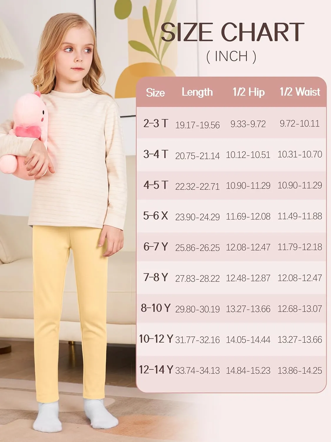 6 Pack Girls Leggings Cotton Leggings for Girls Tights Pants for Kids Full Length Toddler Warm Stretchy Multipack