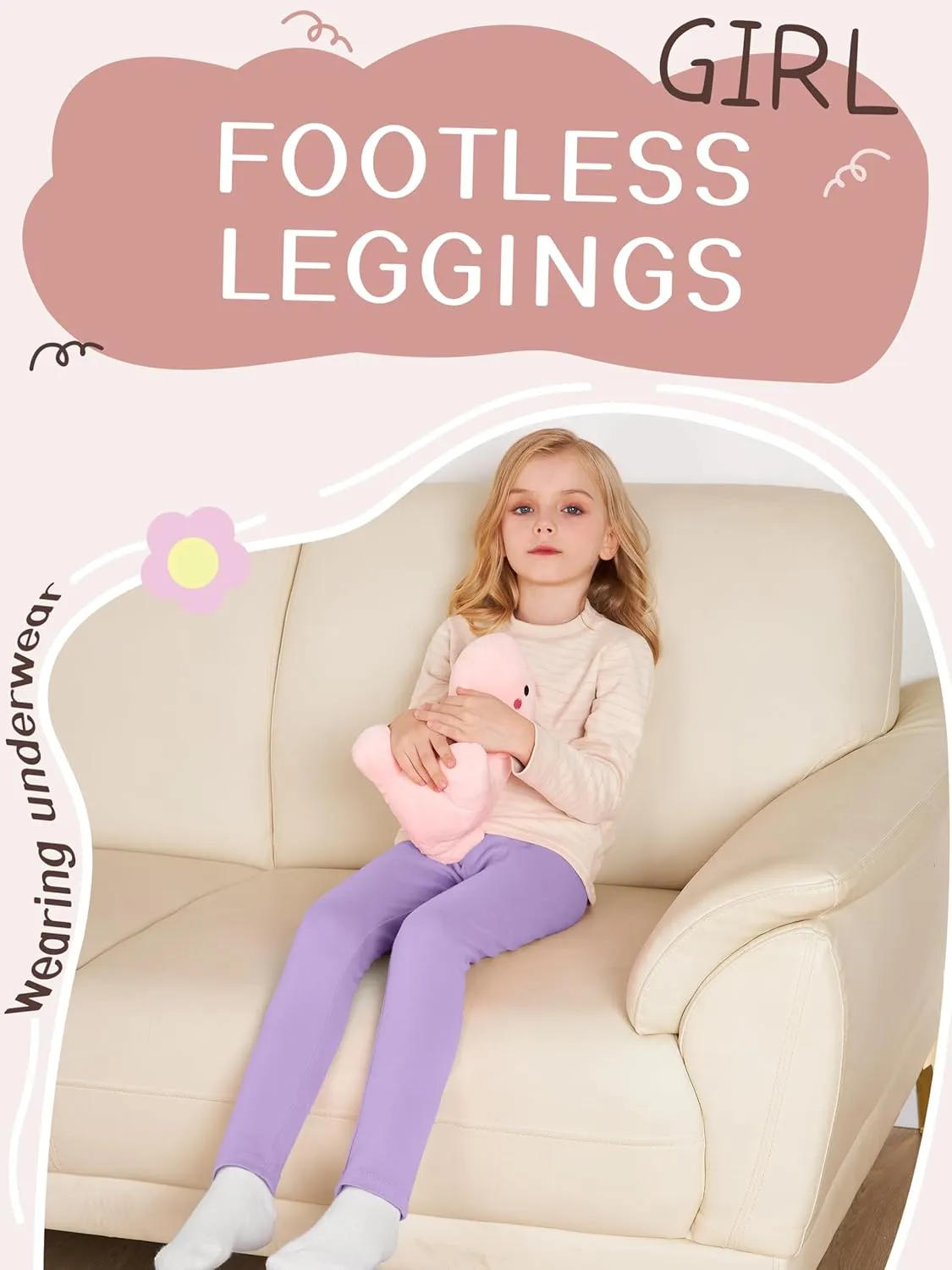 6 Pack Girls Leggings Cotton Leggings for Girls Tights Pants for Kids Full Length Toddler Warm Stretchy Multipack