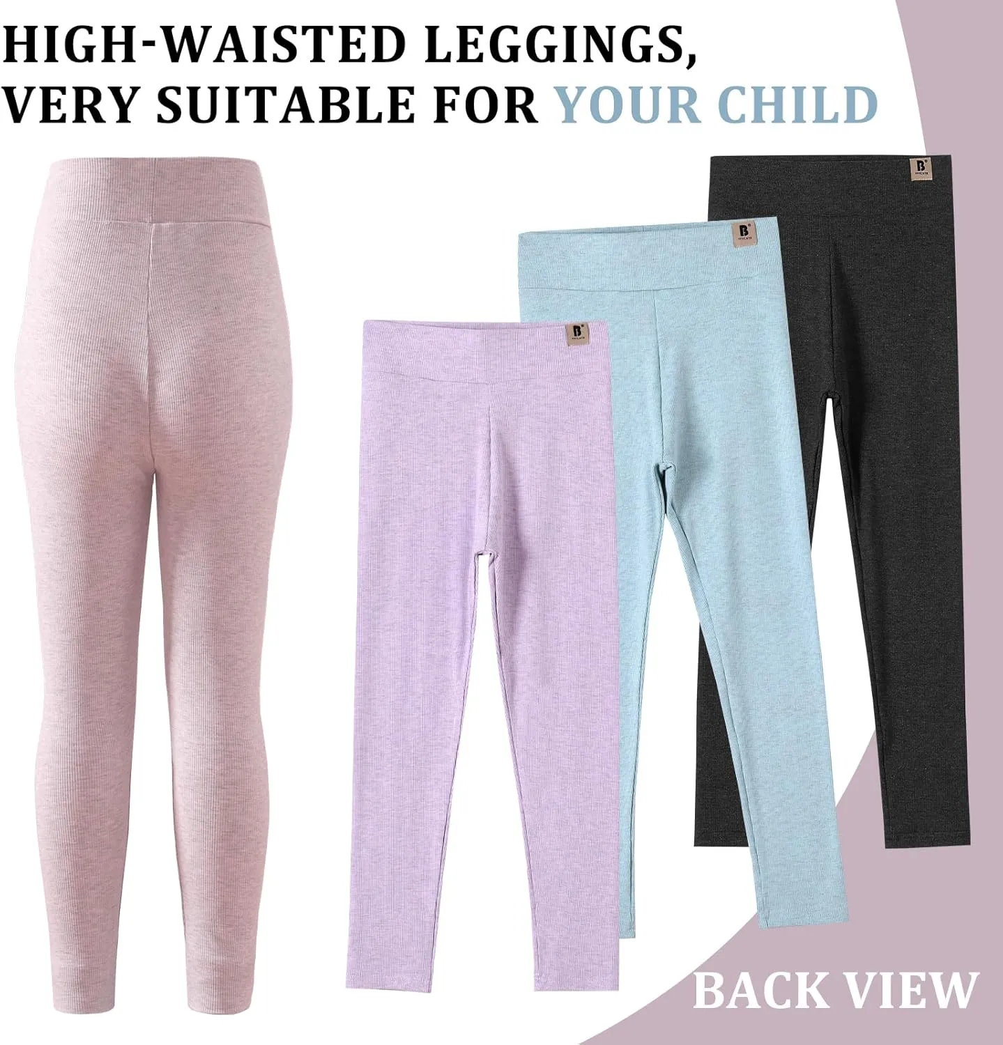 6 Pack Girls Leggings Girls High Waisted Stretchy Yoga Pants Soft Comfortable Leggings for Girls