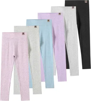 6 Pack Girls Leggings Girls High Waisted Stretchy Yoga Pants Soft Comfortable Leggings for Girls