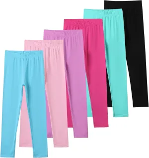 6 Pack Girls Leggings Yoga Leggings for Girls Soft Stretchy Pants Kids Basic Solid School Pants