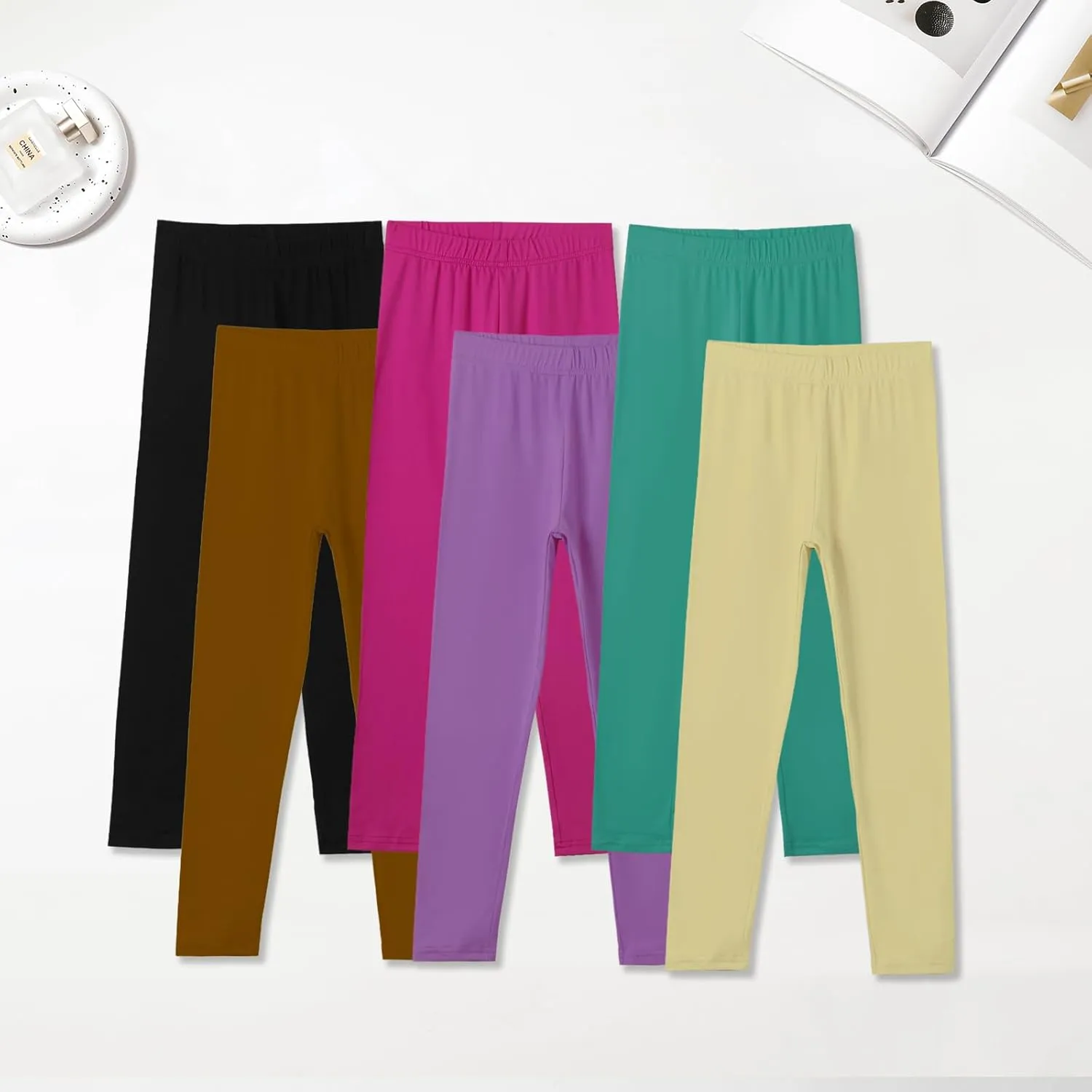 6 Pack Girls Leggings Yoga Leggings for Girls Soft Stretchy Pants Kids Basic Solid School Pants