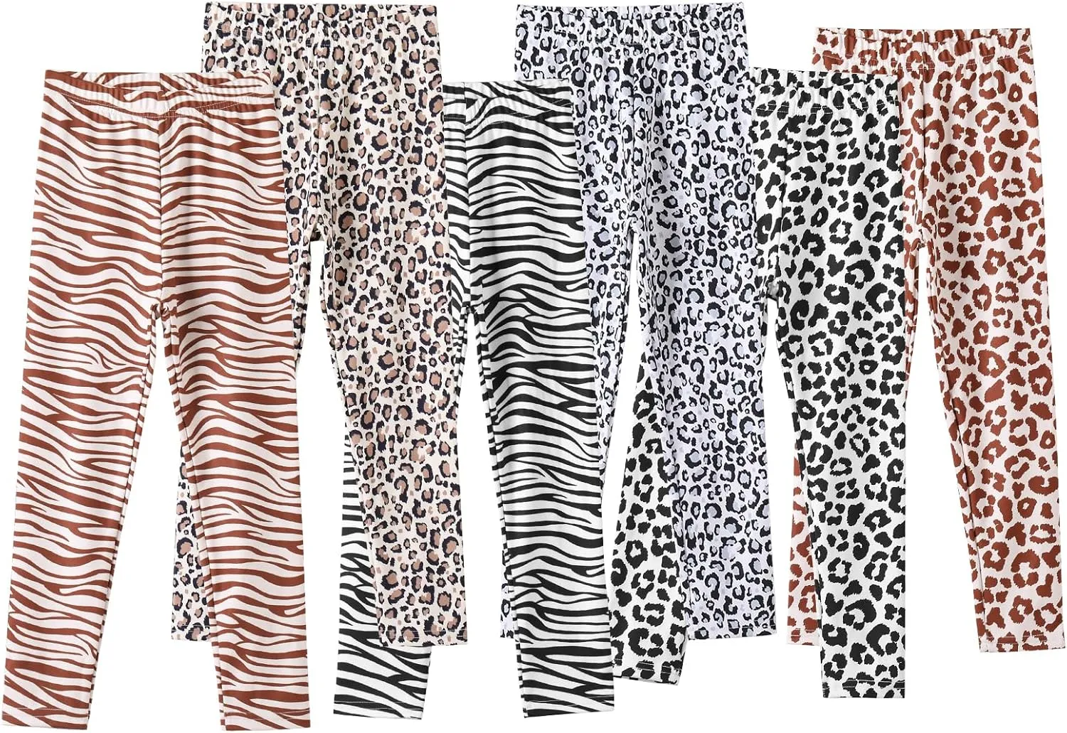 6 Pack Girls Printed Leggings Kids Ankle Length Leggings Girls Comfortable Stretchy Soft Pants