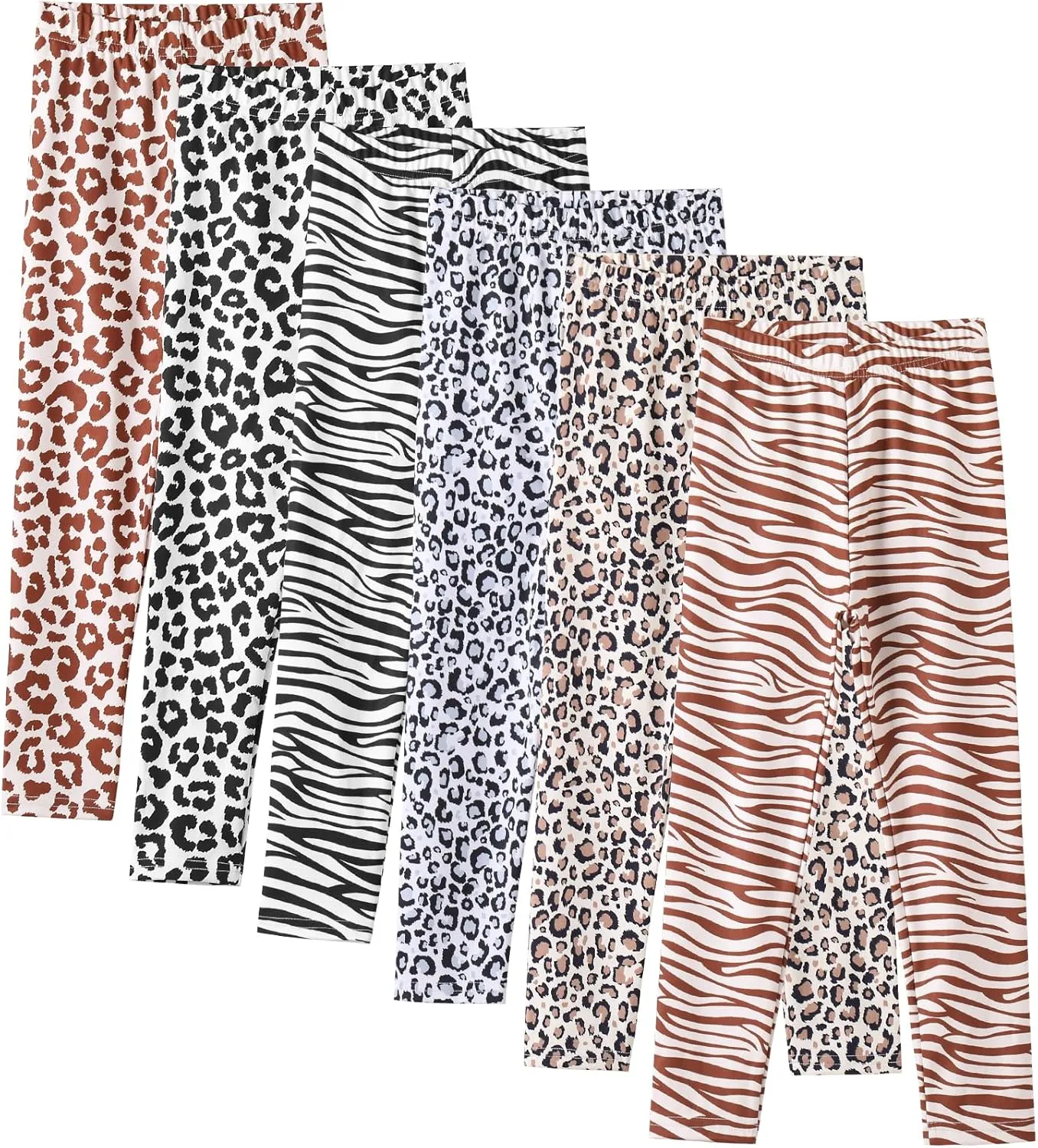 6 Pack Girls Printed Leggings Kids Ankle Length Leggings Girls Comfortable Stretchy Soft Pants