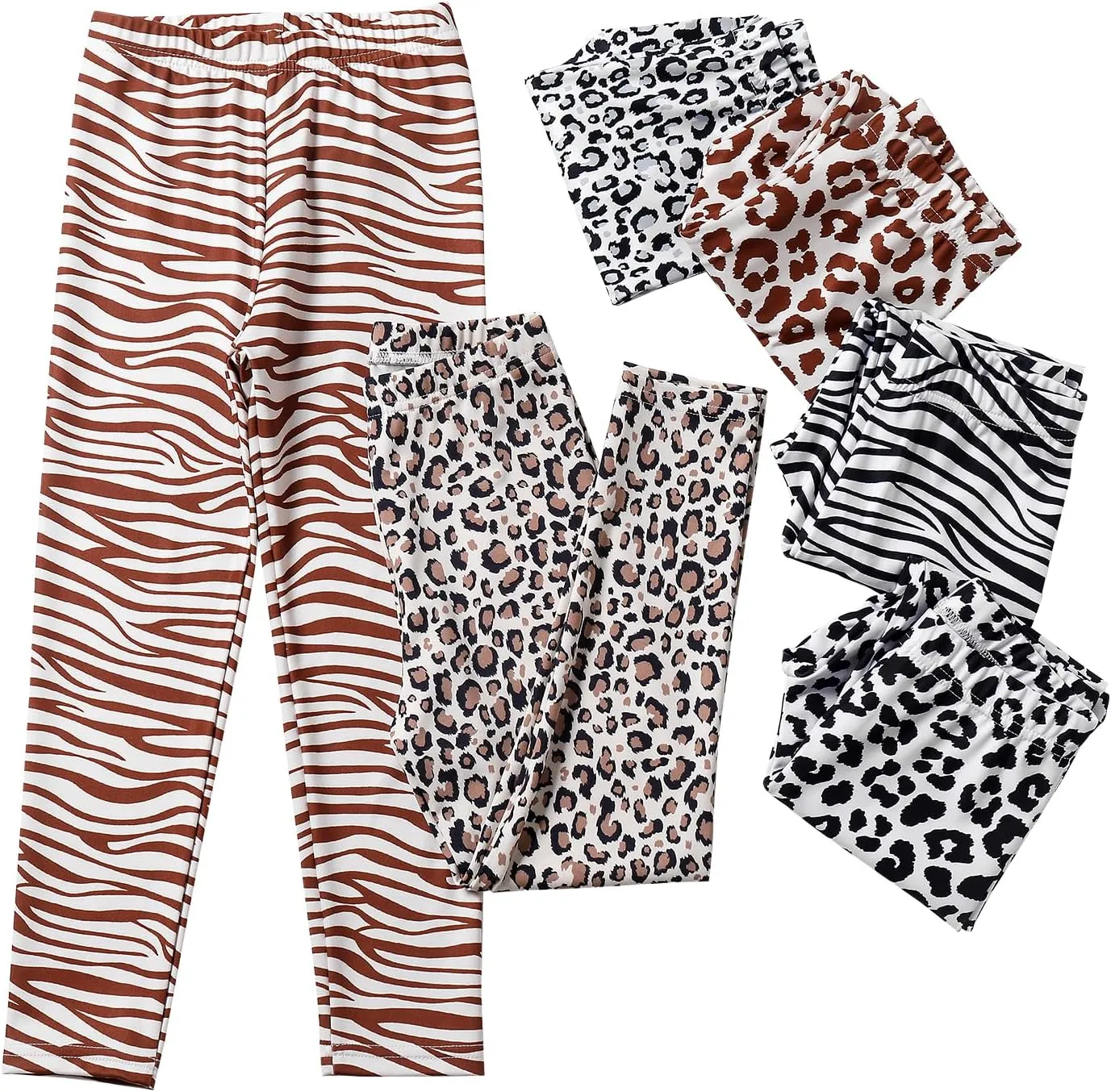 6 Pack Girls Printed Leggings Kids Ankle Length Leggings Girls Comfortable Stretchy Soft Pants