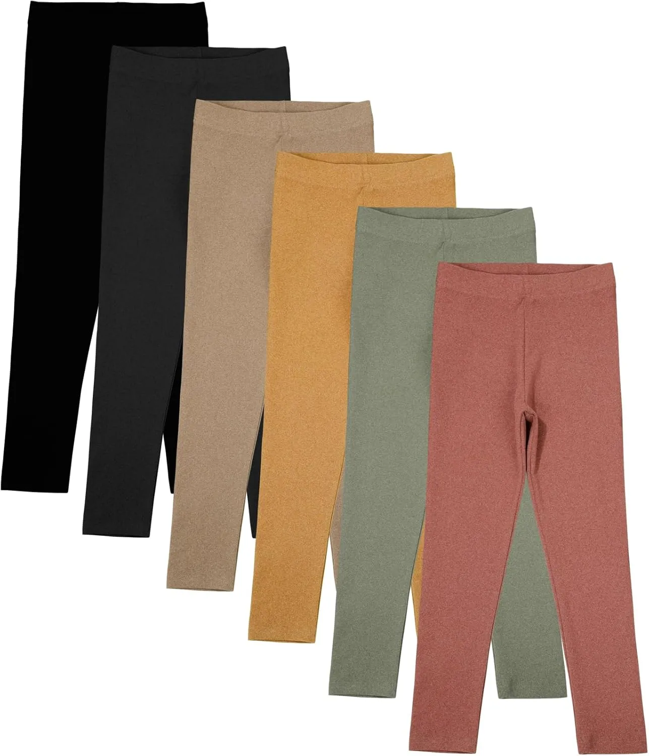6 Pack Toddler Girl Solid Leggings Soft Comfortable Ankle Length Leggings Kids Stretchy High Waist Pants