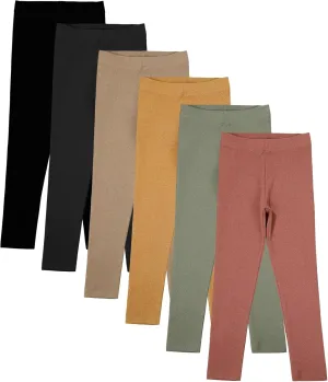 6 Pack Toddler Girl Solid Leggings Soft Comfortable Ankle Length Leggings Kids Stretchy High Waist Pants