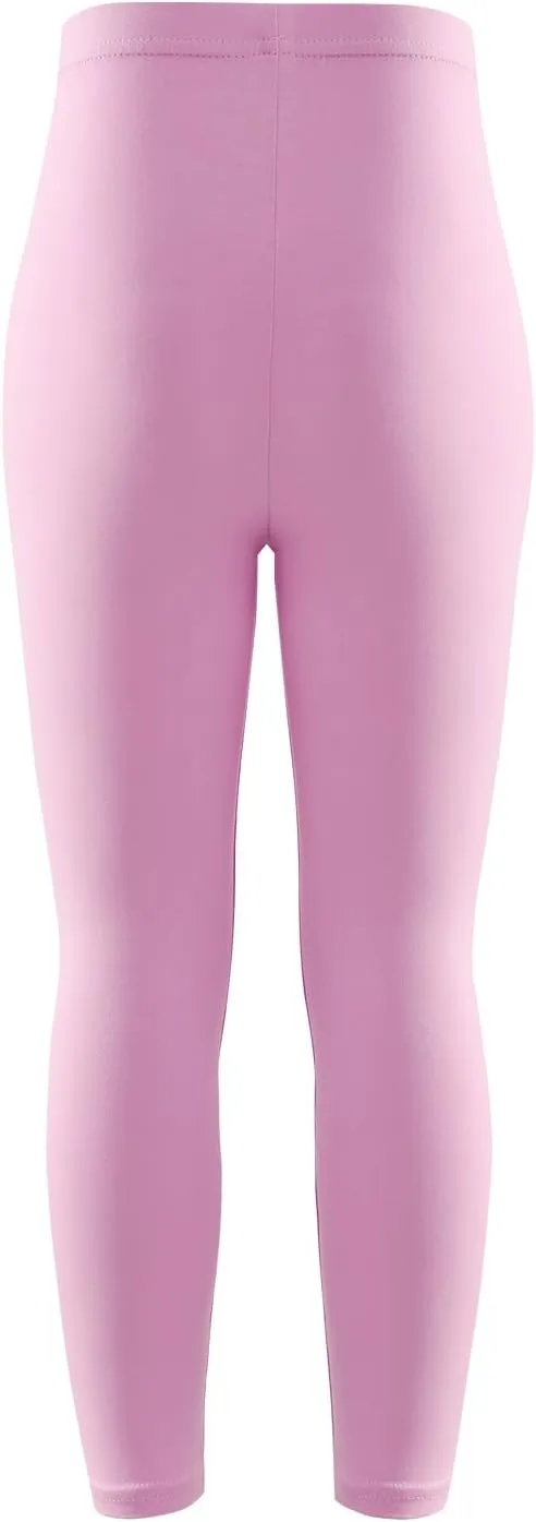 8 Pack Girls Cotton Leggings Yoga Pants for Girls Full Length Stretchy Pants Toddler Girl Solid Basic Leggings