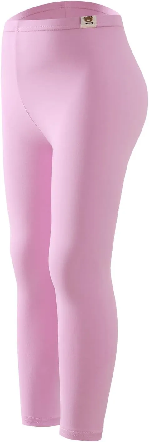 8 Pack Girls Cotton Leggings Yoga Pants for Girls Full Length Stretchy Pants Toddler Girl Solid Basic Leggings