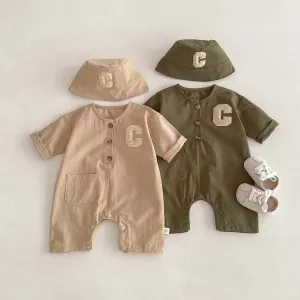 Baby Boys Letter Embroidered Jumpsuits