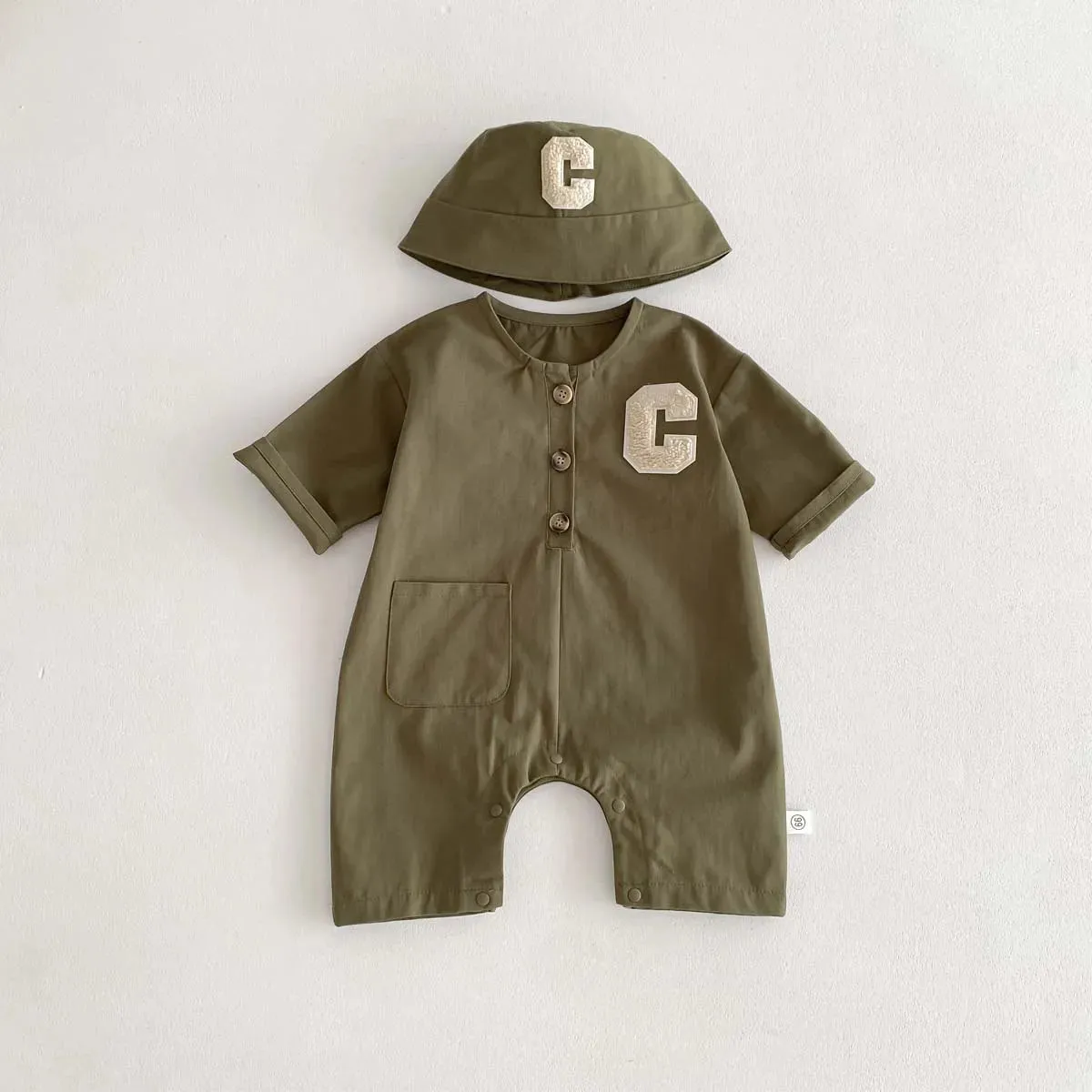 Baby Boys Letter Embroidered Jumpsuits