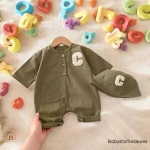 Baby Boys Letter Embroidered Jumpsuits