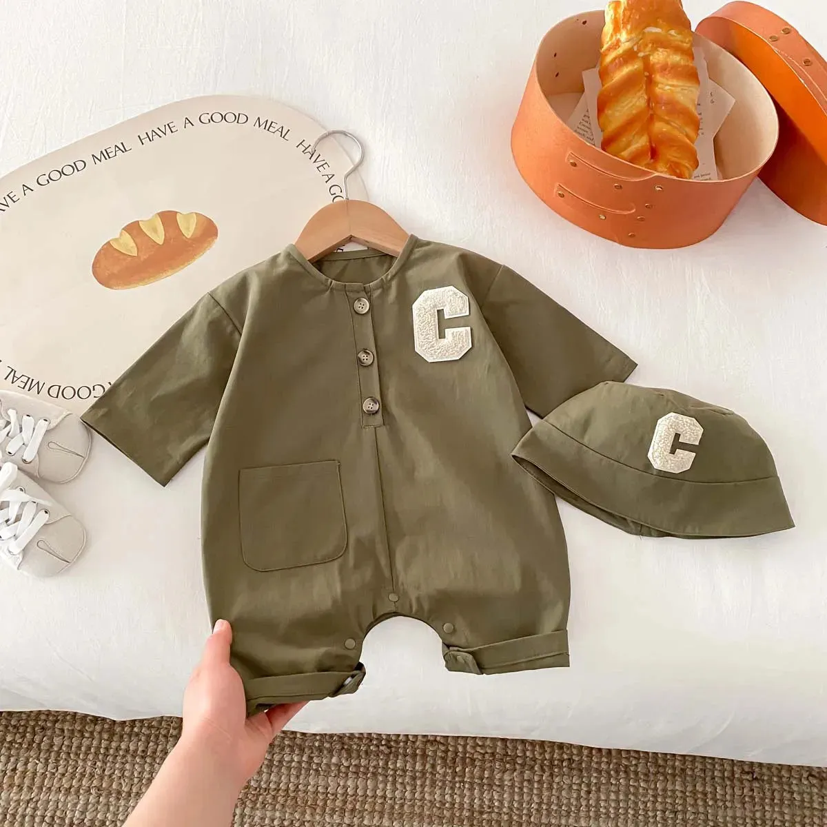 Baby Boys Letter Embroidered Jumpsuits