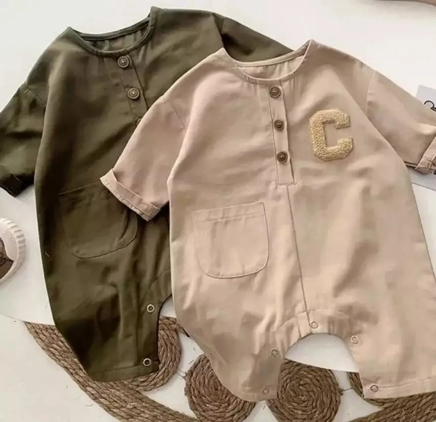 Baby Boys Letter Embroidered Jumpsuits