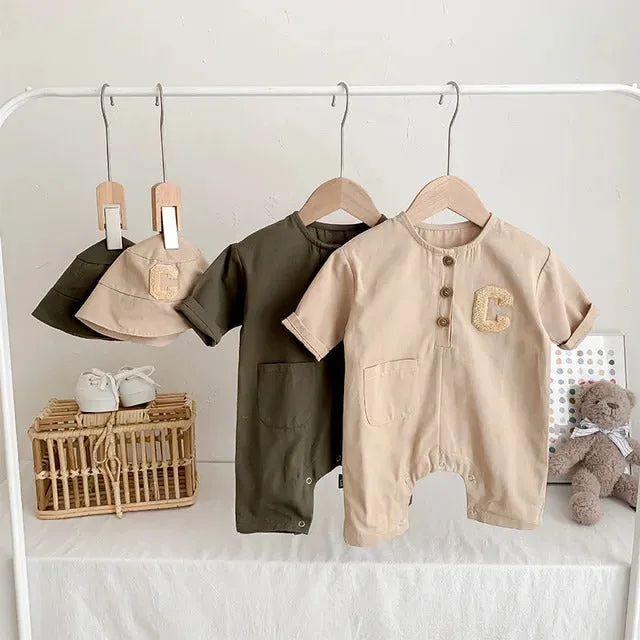 Baby Boys Letter Embroidered Jumpsuits
