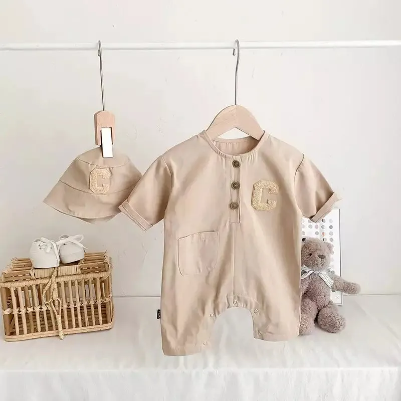 Baby Boys Letter Embroidered Jumpsuits