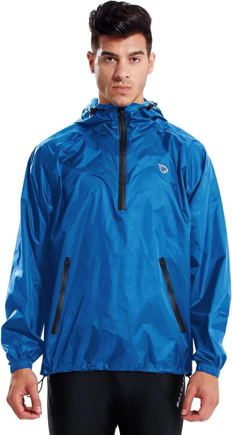 baleaf Men's Light Running Hiking Rain Jacket Waterproof with Hood Windbreaker Pullover Coats Hoodie Packable