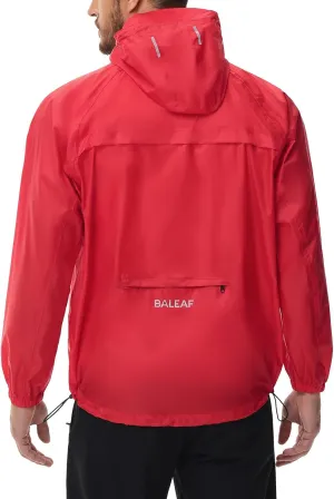 baleaf Men's Light Running Hiking Rain Jacket Waterproof with Hood Windbreaker Pullover Coats Hoodie Packable