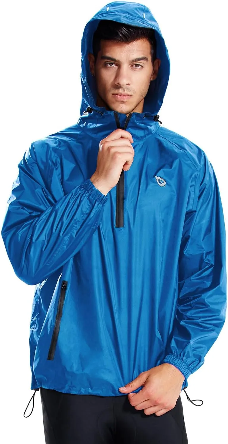 baleaf Men's Light Running Hiking Rain Jacket Waterproof with Hood Windbreaker Pullover Coats Hoodie Packable