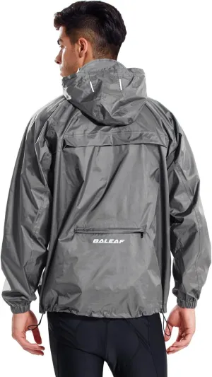baleaf Men's Light Running Hiking Rain Jacket Waterproof with Hood Windbreaker Pullover Coats Hoodie Packable