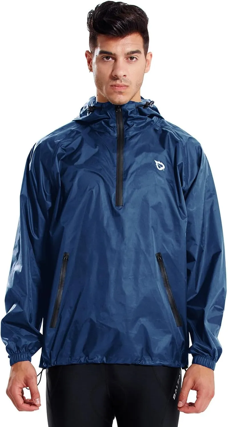 baleaf Men's Light Running Hiking Rain Jacket Waterproof with Hood Windbreaker Pullover Coats Hoodie Packable