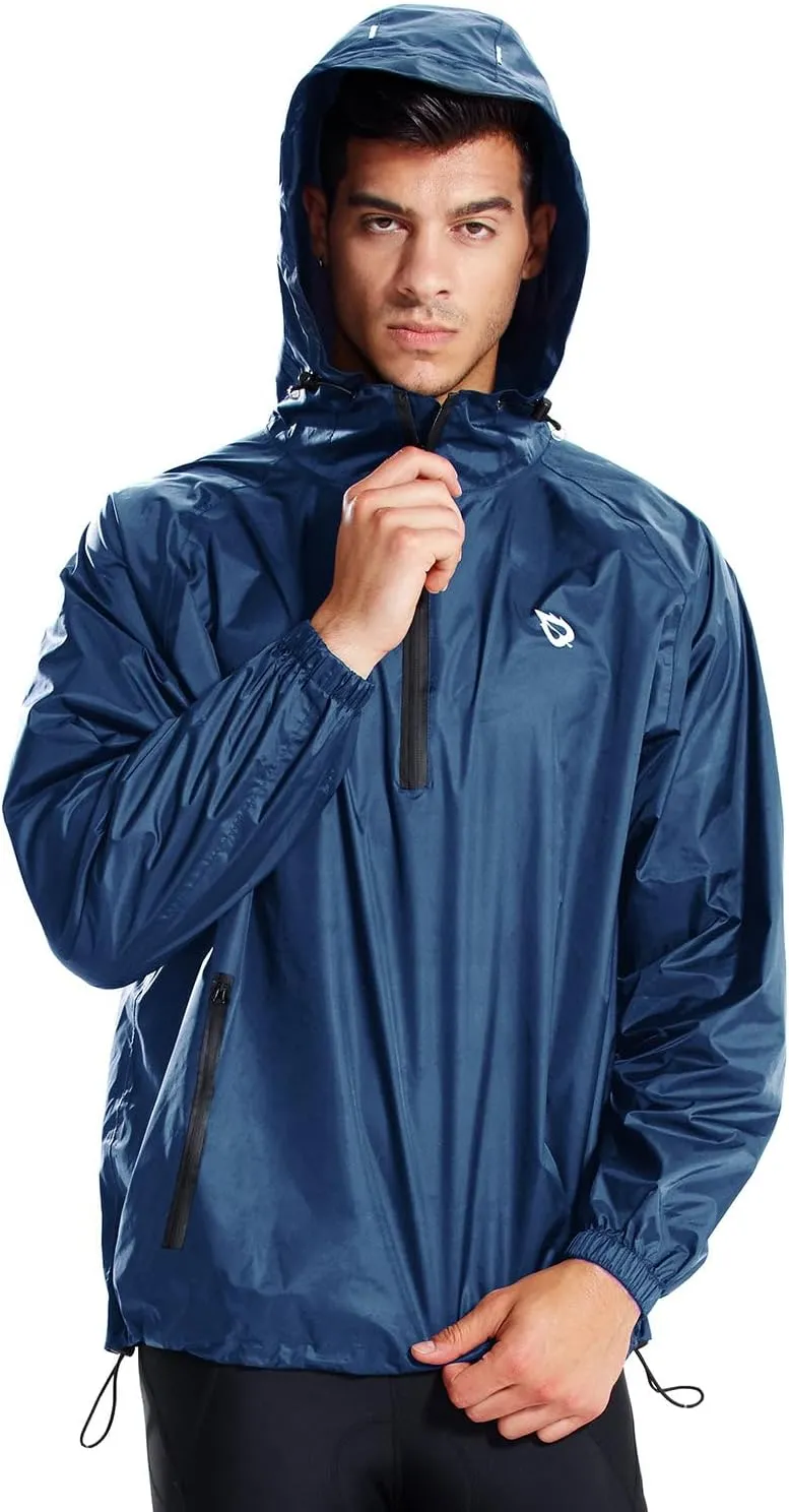 baleaf Men's Light Running Hiking Rain Jacket Waterproof with Hood Windbreaker Pullover Coats Hoodie Packable