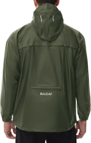 baleaf Men's Light Running Hiking Rain Jacket Waterproof with Hood Windbreaker Pullover Coats Hoodie Packable