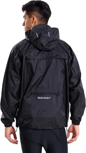 baleaf Men's Light Running Hiking Rain Jacket Waterproof with Hood Windbreaker Pullover Coats Hoodie Packable