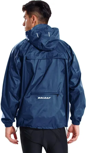 baleaf Men's Light Running Hiking Rain Jacket Waterproof with Hood Windbreaker Pullover Coats Hoodie Packable