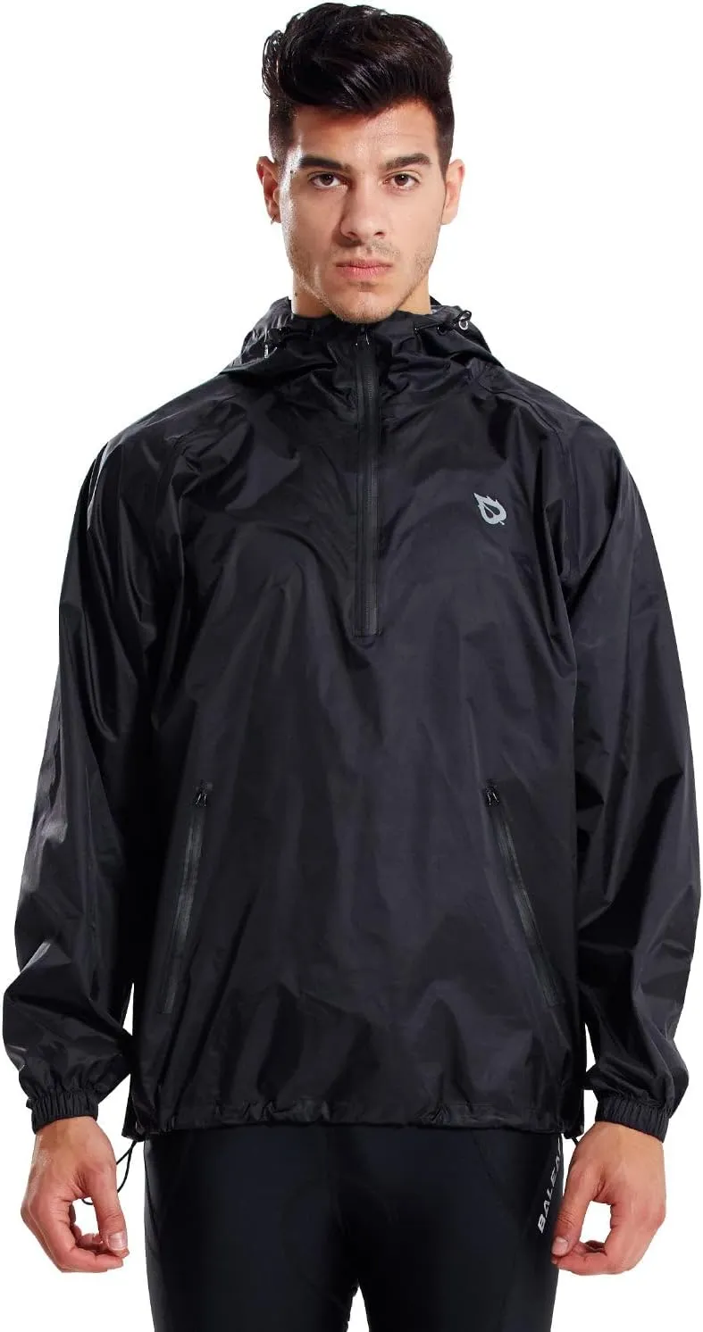 baleaf Men's Light Running Hiking Rain Jacket Waterproof with Hood Windbreaker Pullover Coats Hoodie Packable