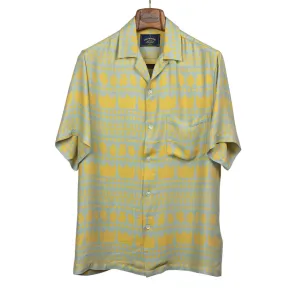Barca camp collar shirt in seafoam and gold viscose